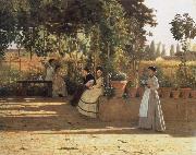 Silvestro lega In the wine bower china oil painting artist